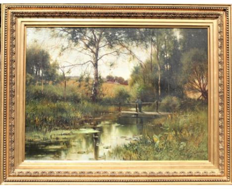 Oil on canvas / masonite. Figure in landscape, sporting scene. It is signed lower right E. Parton. London / NY. Important lar
