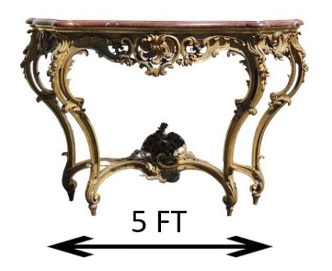 Early French Gilt Wood Marble Top Console Table Perhaps 18th C. Ornately carved wood on center stretcher connecting four acan