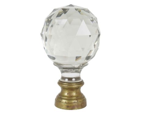 Fabulous and heavy bronze and crystal decorative finial, there is a tiny chip at the base of the crystal. A finial or hip-kno