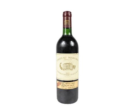 Bottle of 1989 Chateau Margaux, Premier Gran Crue Classe. French bottle of red wine. Bordeaux Red Blends from Margaux, Bordea