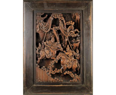 Hand carved detailed architectural panel. Overall size: 20 5/8 x 15 1/4 in. Sight size: 14 3/4 x 9 1/2 in. Please note that a