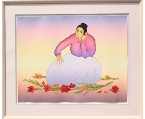 Navajo lithograph by R.C. Gorman, signed in pencil in the lower left and numbered 210/224 in the lower right. Born in Canyon 
