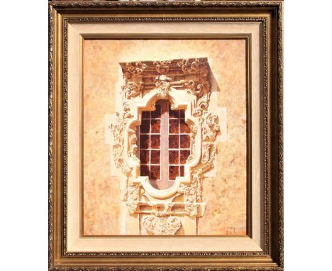 Nice oil on canvas by Randy Peyton, signed R Peyton in the lower right, and also signed verso and dated 1996. Exterior window