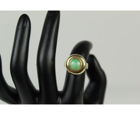 Approx. 23 dwt total.Gem stone weight (not included).14k Yellow Gold & Jade RingInset Jade 14k yellow gold ladies ring. The h