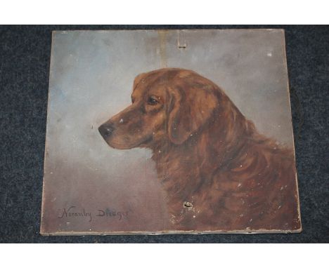 E M Nelson, portrait of a golden retriever 'Noranby Dredger', oil on canvas, signed, 40cm by 48cm, (a/f), M Djabian, view of 