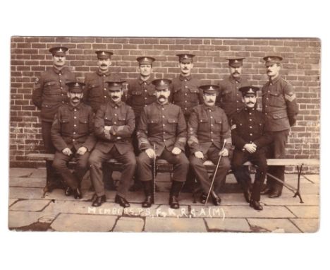 Royal Garrison Artillery WWI AWESOME GROUP rp, Senior NCO's "Members P.S.F.R. RGA (M) very moustached group! Fine card