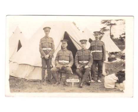 Royal Army Medical Corps WWI Fine Section ('C' Section) group of four Sergeants posed outside tents, great image