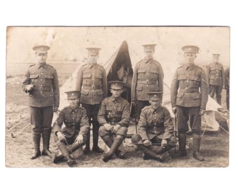 Jersey Light Infantry WWI Sub Unit RP camp behind, photo, Foot, Pitt Street Jersey. Very fine card