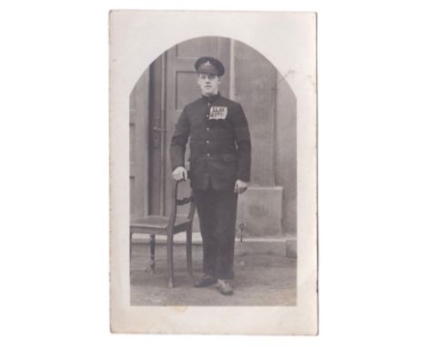 Ox's and Bucks Light Infantry WWI RP card, full length badged for ID photo