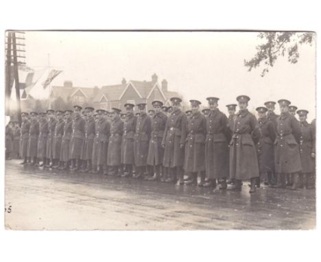 Royal Army Medical Corps WWI RP Hospital Group on Parade in greatcoats, photo Fiemans, Tonbridge
