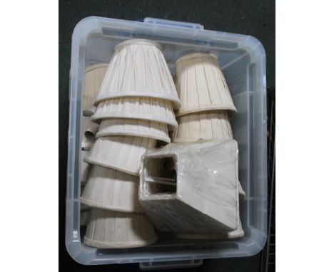 A CRATE CONTAINING A SELECTION OF LAMP SHADES VARIOUS 