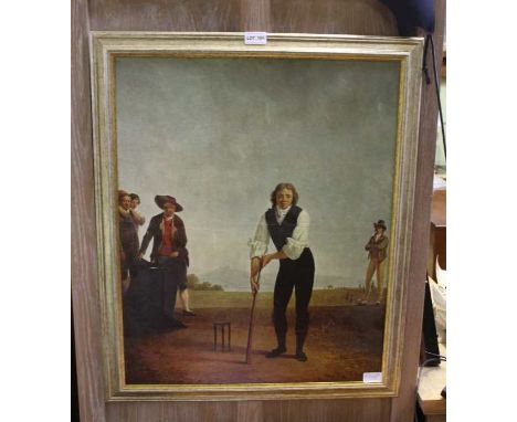 AN ANTIQUE EFFECT PRINT DEPICTING EARLY CRICKET 