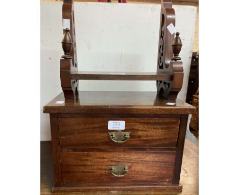 An Edwardian walnut bracket shelf - from a sideboard - sold with a small two drawer unit - from a dressing chest