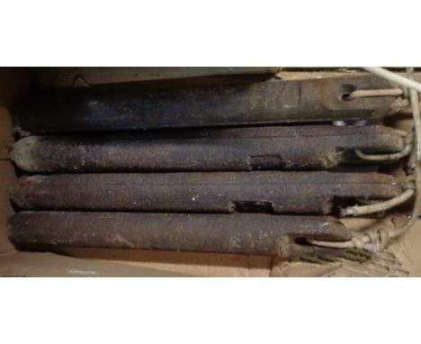 Four old cast iron sash window weights - 7 1/2lb and 8 1/2lb