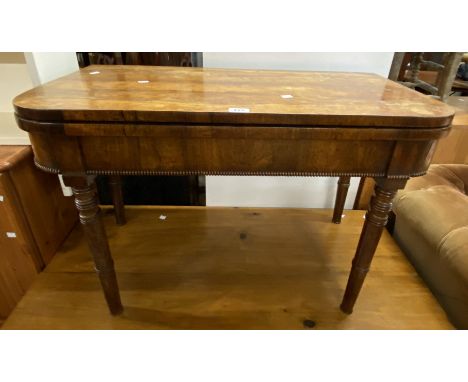 A 91cm 19th Century rosewood fold-over card table - a/f and set on cut down legs