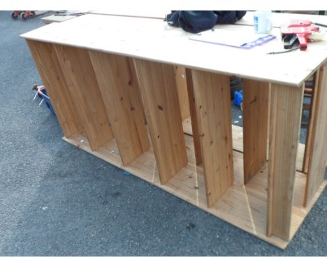 A 1.90m pine five shelf open shelving unit