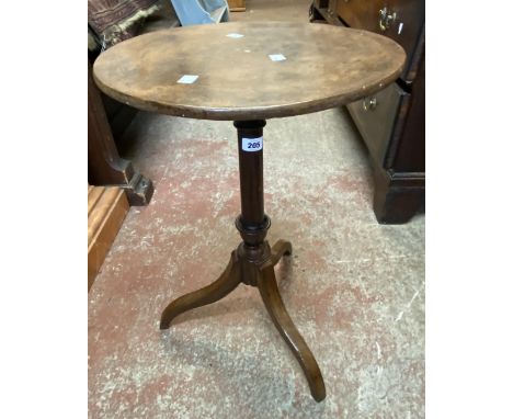 A 19th Century mahogany pedestal tilt-top wine table - old repair to tripod base