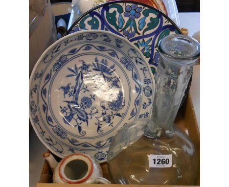 A box containing assorted ceramic and glass items