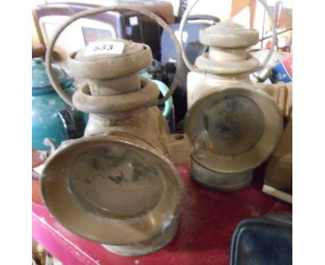 Two similar antique Lucas King of the Road car lamps
