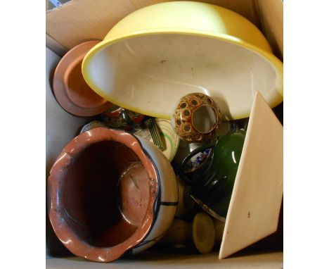 A box containing a quantity of assorted ceramic items including Jasperware, Torquay pottery, etc.