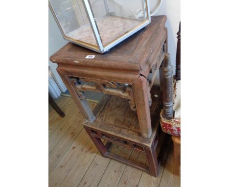 Two vintage Chinese hardwood tables - various condition
