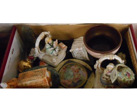 A small box containing assorted ceramic and other items including Fairings, Thoune, etc.