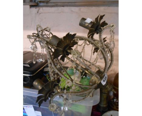 A six branch hanging chandelier style ceiling lamp with glass bead decoration