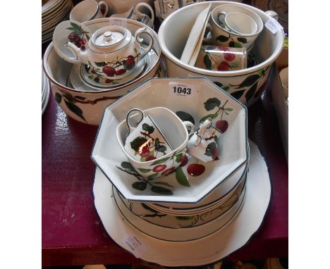 A large selection of ceramic items decorated with cherries in the WeMyss style - various makers including Villeroy &amp; Boch