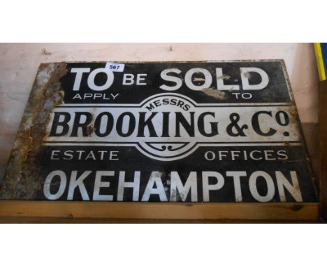 An old estate agents' enamel For Sale sign Messrs Brooking &amp; Co, Okehampton