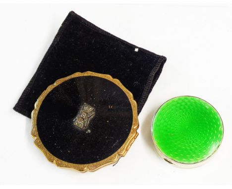 A silver and enamel compact case - sold with a Stratton compact case