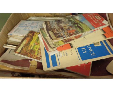 A box containing assorted vintage playing cards and other games - sold with a small assortment of maps, etc.
