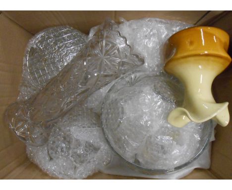 A box containing assorted ceramic and glass items