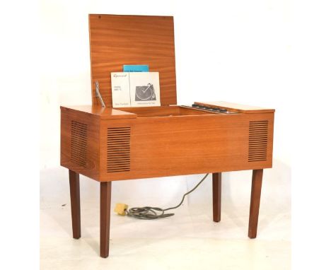 1970's period Marconi teak radio gram with Garrard model 2025TC auto turntable, 74cm wide   Condition: 