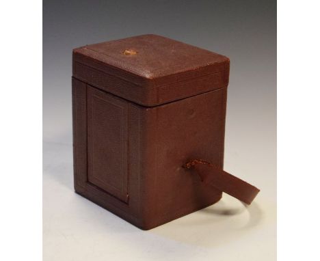 Early 20th Century red Morocco carrying case for a large carriage clock   Condition: 