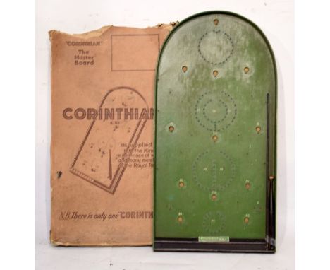 'Corinthian' bagatelle board with original printed card box of issue   Condition: 