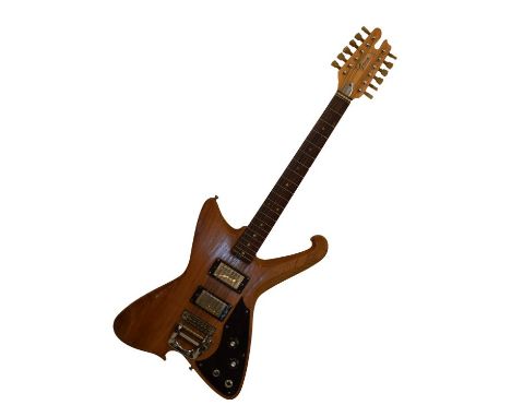 Custom-built twelve string electric guitar, circa 1975, shaped spruce body and maple neck with rosewood fretboard, two humbuc