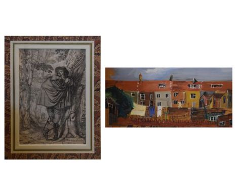 Group of assorted prints to include; two signed works by Claude Rowbotham, an engraved print entitled 'Robur Britanicum', etc