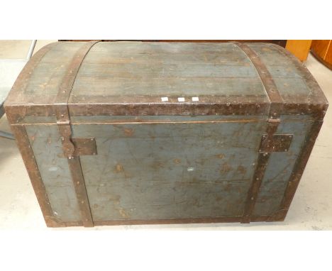A 19th century painted wood steel bound domed top trunk, 40"