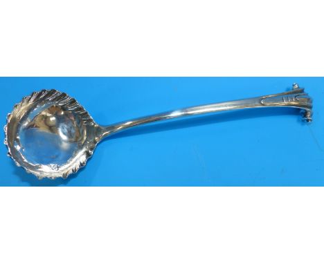 A Georgian sauce ladle with Onslow terminal and gadrooned bowl, marks unclear, possibly London 1776, by William Chawner