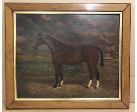 William Albert Clark 1880-1963. English. Oil on canvas. “Portrait of a Racehorse on the Track”. Signed. Measures 50cm x 61cm.