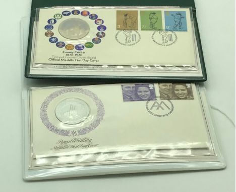 TWO FIRST DAY COVERS WITH STERLING SILVER MEDAL