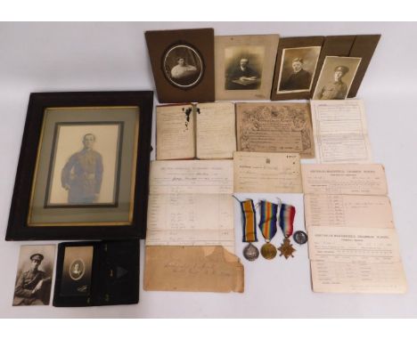 A WW1 medal set awarded to Private George Mintoff, Rifle Brigade, S-9074. Lot contains photographic images of Private Mintoff