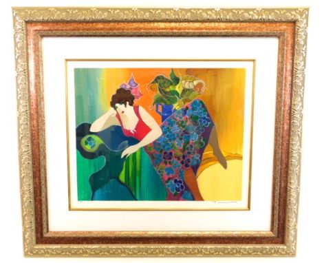 Itzchak Tarkay (1935-2012 Israel) limited edition 36/85 serigraph print, titled 'Sublime Pose', 34in x 30.25in inclusive