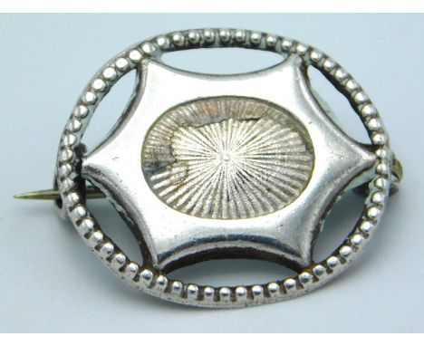 A Charles Horner silver brooch, loss to enamel, 21mm x 18mm, 1.8g