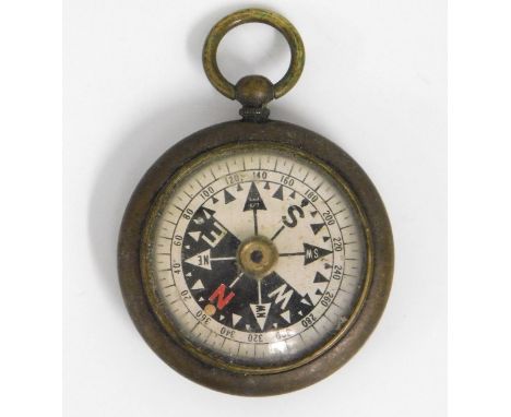 A brass mounted compass, case 54mm diameter 