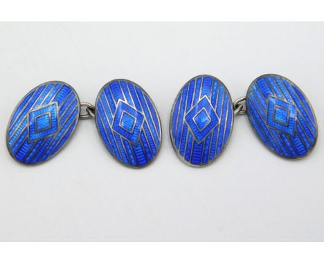 A pair of Charles Horner silver & enamel cufflinks, 8.7g