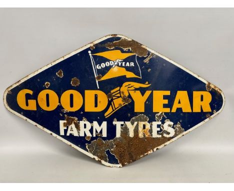 A large vintage Goodyear Farm Tyres enamel sign, GB-606-50, 48.125in x 25.875in