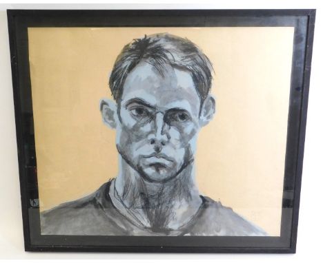 Portrait of young man, titled 'Hendra', monogrammed "CB '86", image size 23in x 19in