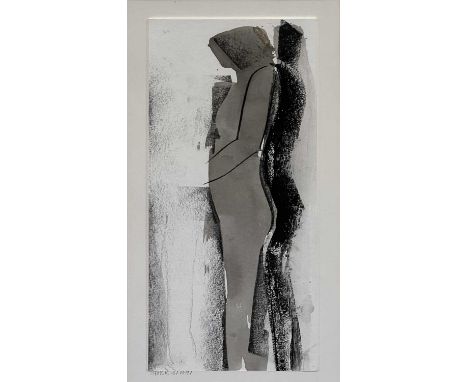Mary Stork,Watching,signed and dated 31.10.97 on the mount, mixed media print,40x18cm. 