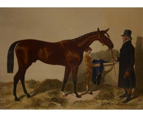 After Isaac Cullin, Isinglass,coloured print, unframed,sheet 56.5x64cm;and another racing print after J F Herring,Sir Tatton 
